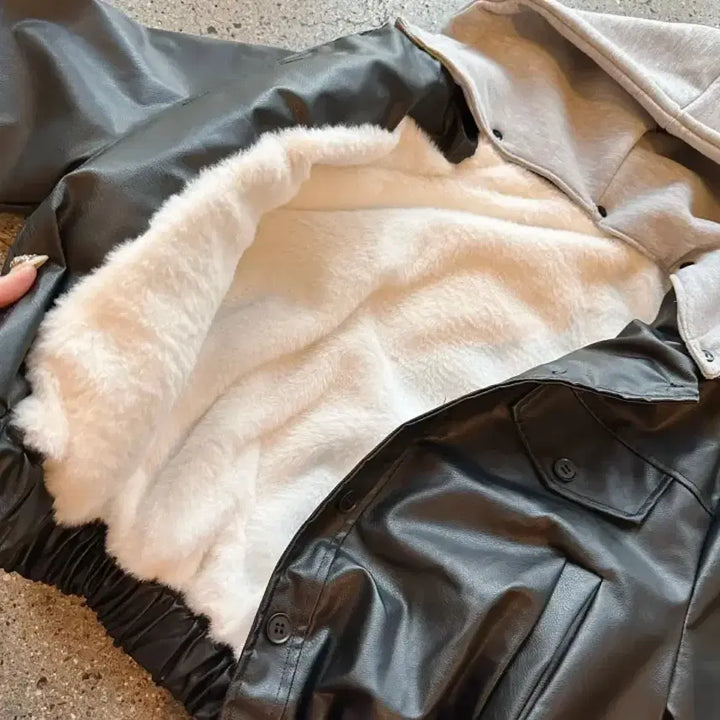 [BUNJANG] Leather and Sheepskin Jacket / 가죽양털자켓 레더자켓