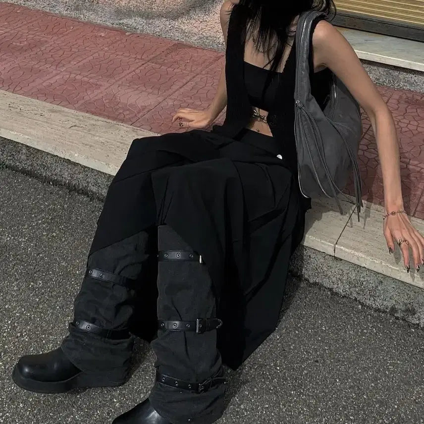 [BUNJANG] Trimming Birds Pleated Layered Skirt Black / 트리밍버드 플리츠 레이어드 스커트 블랙2size