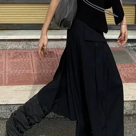 [BUNJANG] Trimming Birds Pleated Layered Skirt Black / 트리밍버드 플리츠 레이어드 스커트 블랙2size