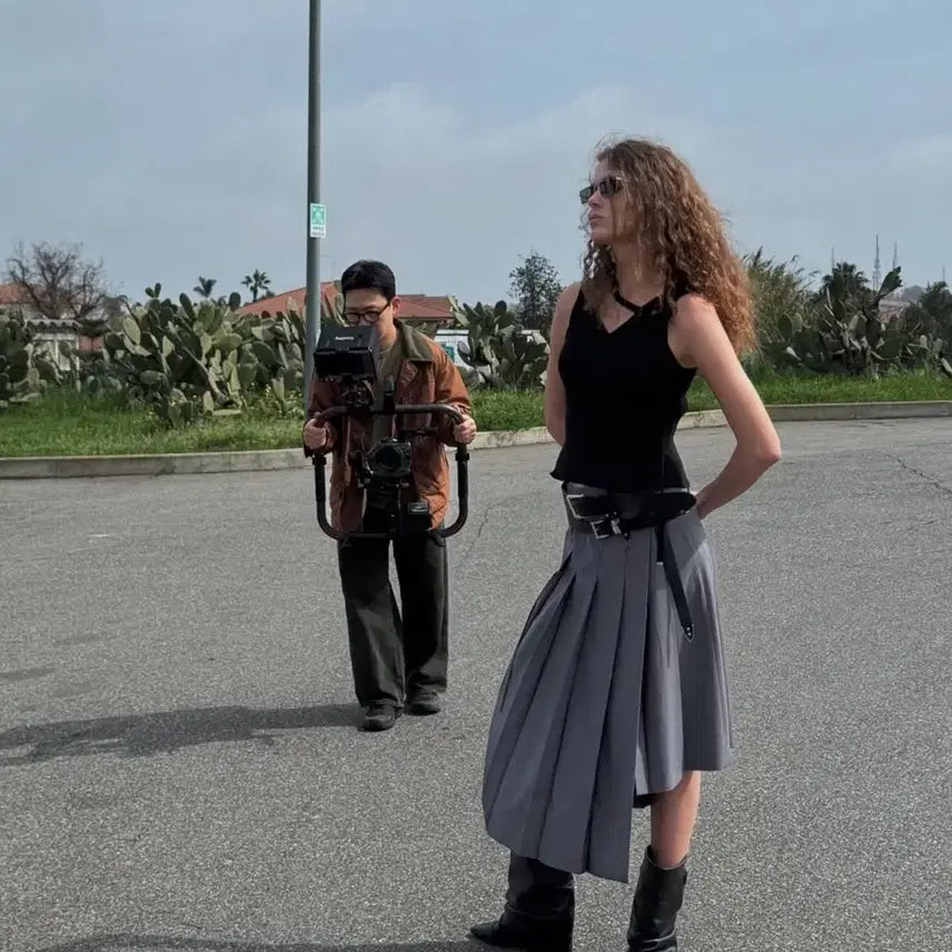 [BUNJANG] Trimming Birds Pleated Layered Skirt Black / 트리밍버드 플리츠 레이어드 스커트 블랙2size