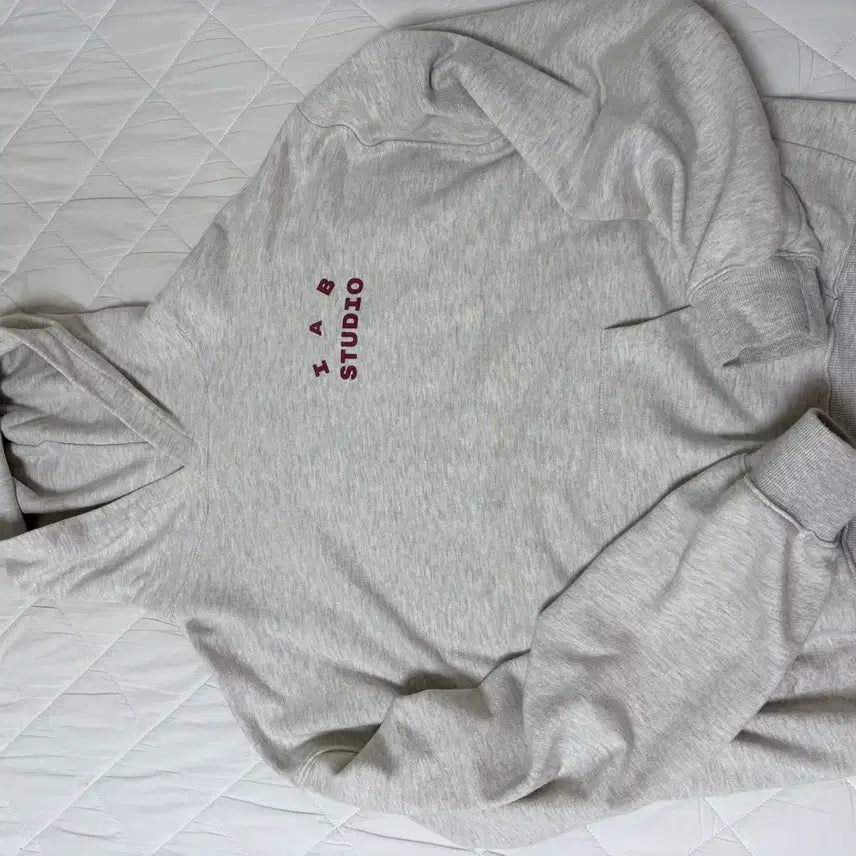 [BUNJANG] Iab Studio Oatmeal Burgundy Hoodie L / 아이앱 스튜디오 후드티 오트밀 버건디 L
