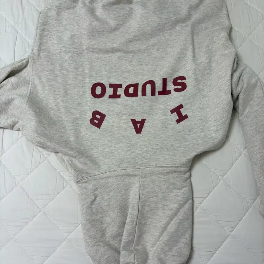 [BUNJANG] Iab Studio Oatmeal Burgundy Hoodie L / 아이앱 스튜디오 후드티 오트밀 버건디 L