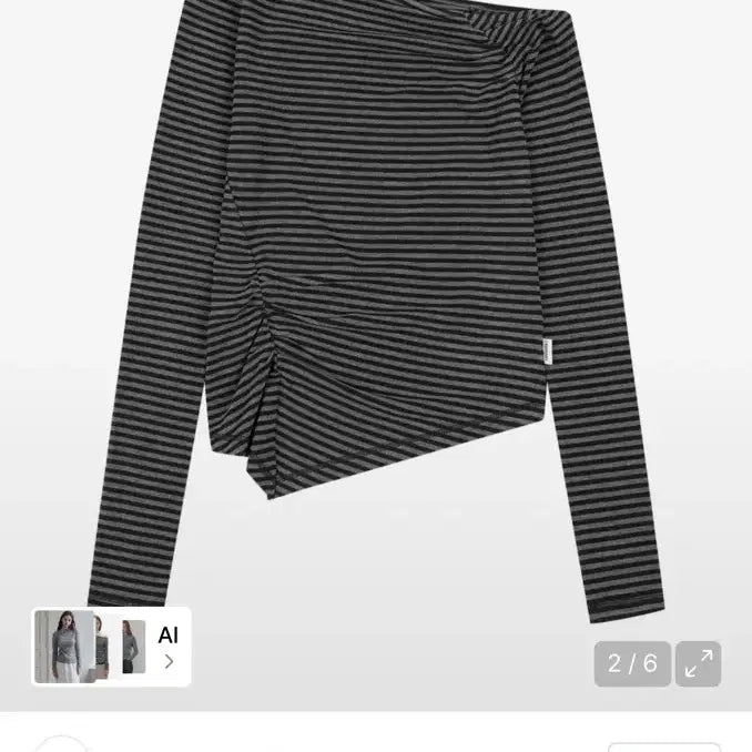 [BUNJANG] Ordinary Holiday Stripe Shirred T-shirt / 오디너리홀리데이의 스트라이프 언발 셔링 티셔츠