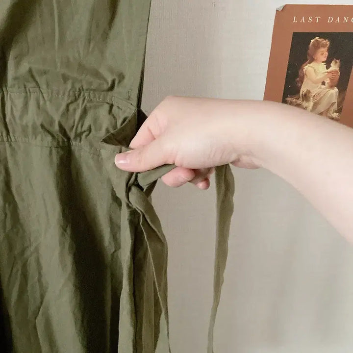 [BUNJANG] Khaki Layered Overall Dress / 카키멜빵원피스
