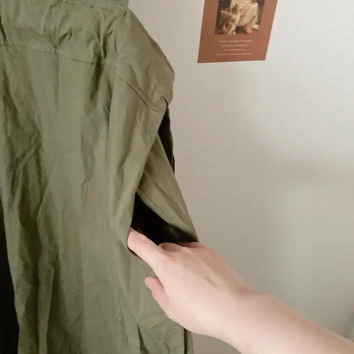 [BUNJANG] Khaki Layered Overall Dress / 카키멜빵원피스