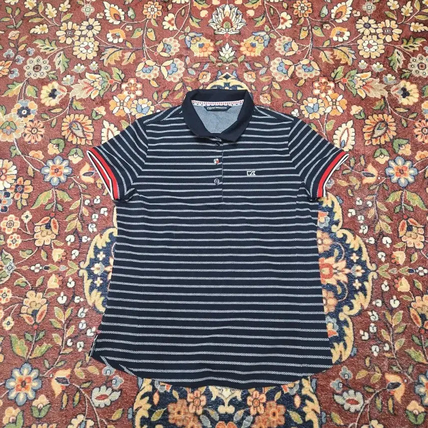 [BUNJANG] Cutter &amp; Buck Striped Polo Shirt (95) / Cutter &amp; Buck 커터앤벅 스트라이프 폴로 반팔 (95)