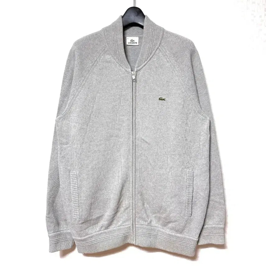 [BUNJANG] Lacoste Knit Zip-Up Jacket Gray / [L,100]라코스테 니트 집업 자켓 가디건 그레이