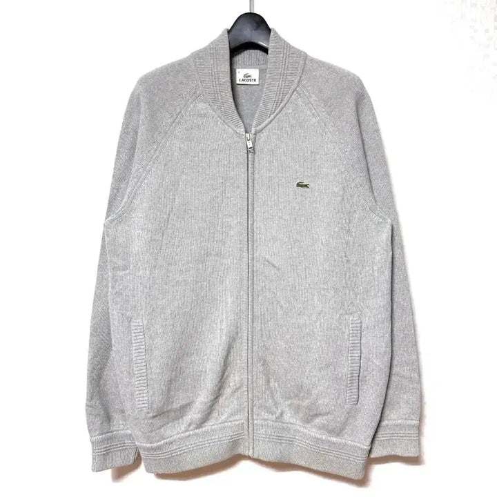 [BUNJANG] Lacoste Knit Zip-Up Jacket Gray / [L,100]라코스테 니트 집업 자켓 가디건 그레이