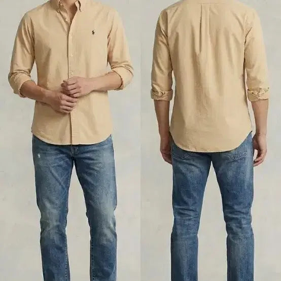 [BUNJANG] Polo Ralph Lauren Beige Oxford Shirt / 폴로 랄프로렌 베이지 옥스포드 셔츠 65 오버핏