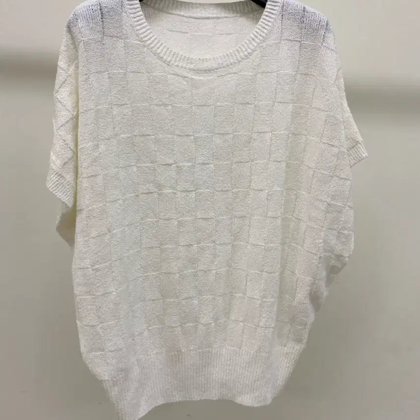 [BUNJANG] No Brand Ivory Gauze Knit Short Sleeve Shirt / [노브랜드] 화이트 아이보리 가오리타입 니트 반팔 ( 66추천)