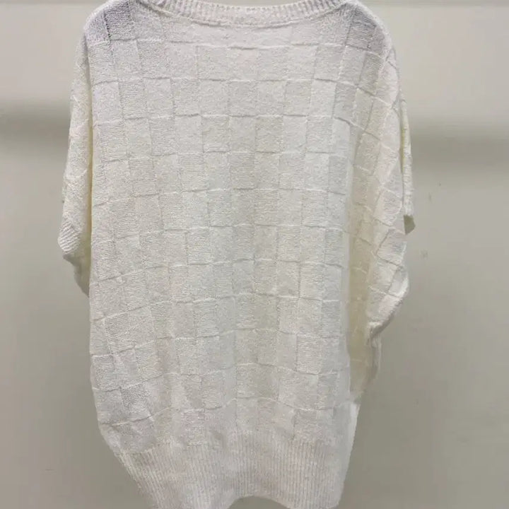 [BUNJANG] No Brand Ivory Gauze Knit Short Sleeve Shirt / [노브랜드] 화이트 아이보리 가오리타입 니트 반팔 ( 66추천)