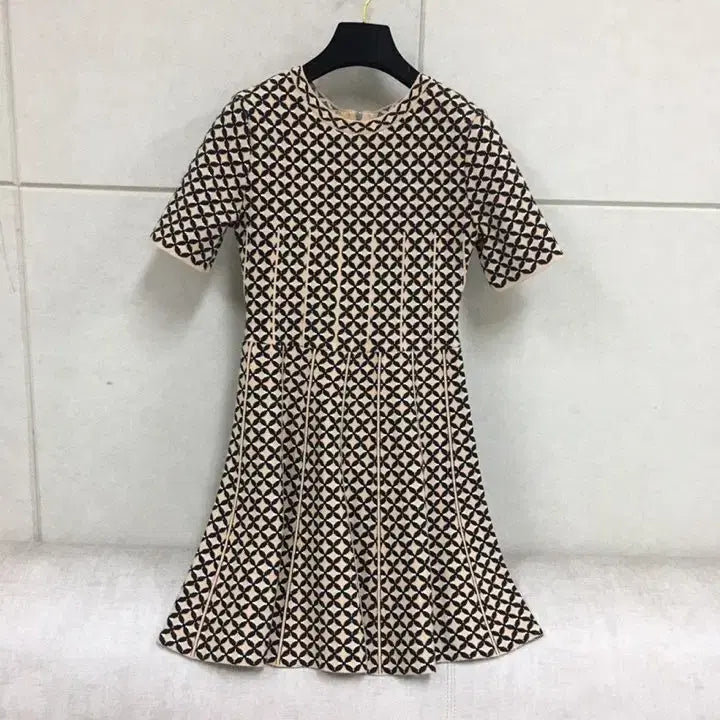[BUNJANG] Sisley Patterned Knit Short Sleeve Dress / 시슬리 패턴 니트 반팔 원피스