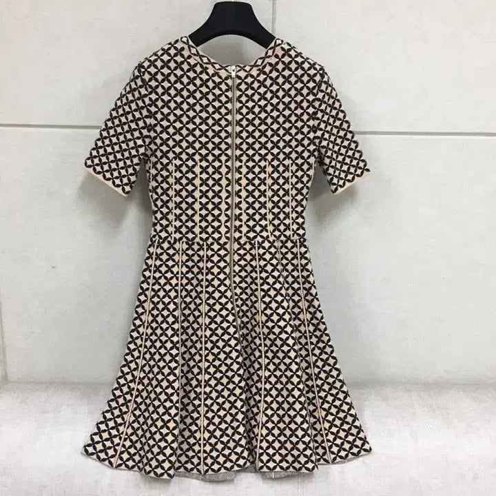 [BUNJANG] Sisley Patterned Knit Short Sleeve Dress / 시슬리 패턴 니트 반팔 원피스