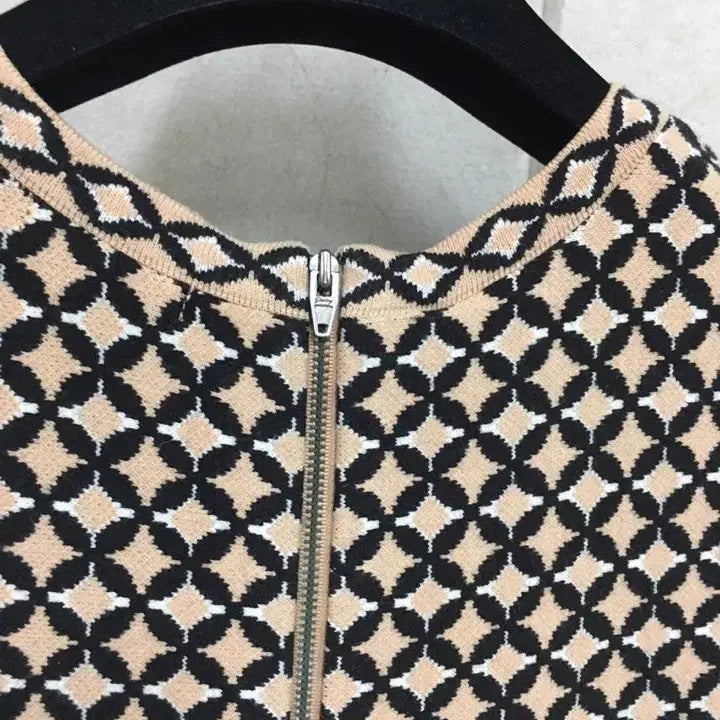 [BUNJANG] Sisley Patterned Knit Short Sleeve Dress / 시슬리 패턴 니트 반팔 원피스