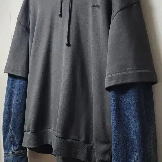 [BUNJANG] Juun.J Denim Layered Hoodie M / 준지 데님 레이어드 후드 M