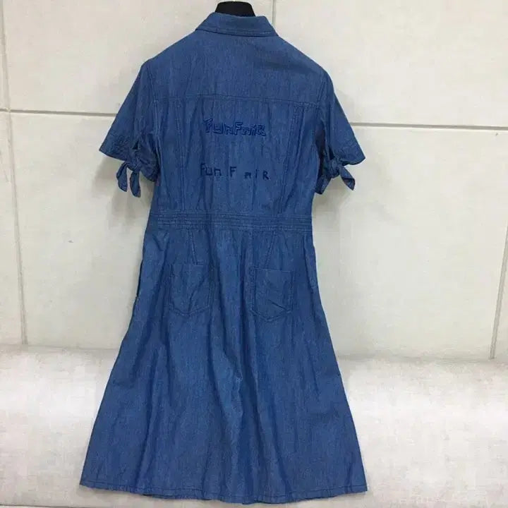 [SOLD OUT] 헤지스 진청 데님 얇은소재 반팔 셔츠 원피스
