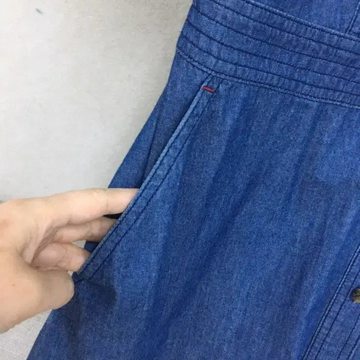 [SOLD OUT] 헤지스 진청 데님 얇은소재 반팔 셔츠 원피스
