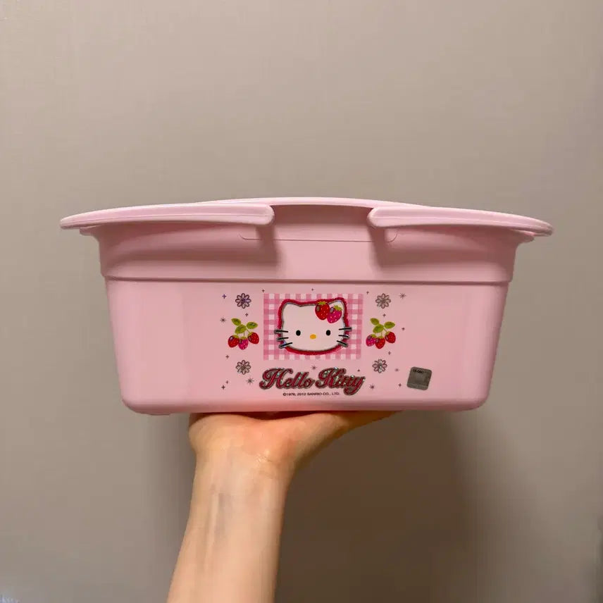[BUNJANG] Vintage Hello Kitty Cherry Basket Storage Organizer / 고전키티 체리키티 바구니 수납함 정리함 목욕가방
