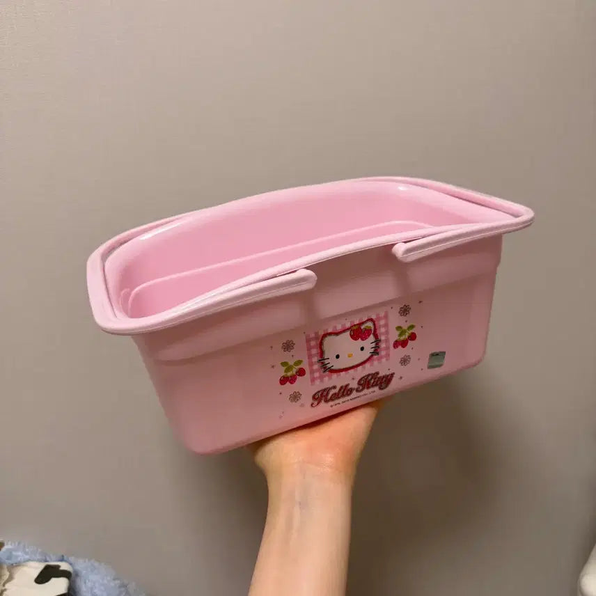 [BUNJANG] Vintage Hello Kitty Cherry Basket Storage Organizer / 고전키티 체리키티 바구니 수납함 정리함 목욕가방