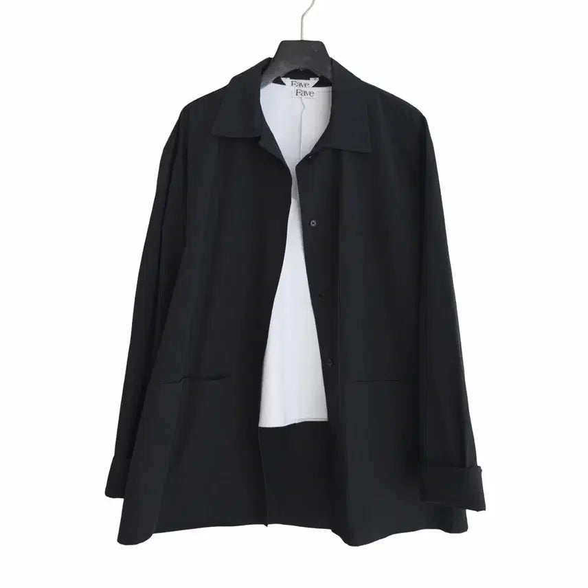 [SOLD OUT] 교신안함)루즈핏 포켓 나일론 셔킷-블랙 b급