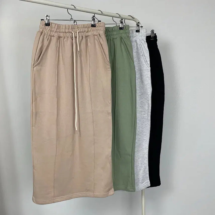 [BUNJANG] Avely Zigzag Spring Cotton Tucked Banding Long Skirt / 새상품) 봄 면 쭈리 핀턱 밴딩 롱 스커트 에이블리 지그재그 등원룩