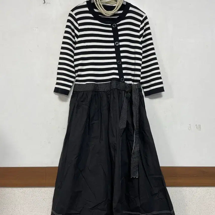 [BUNJANG] N6265 Knit Panel Long Dress / 특가새)N6265 니트배색 바스락 롱 원피스