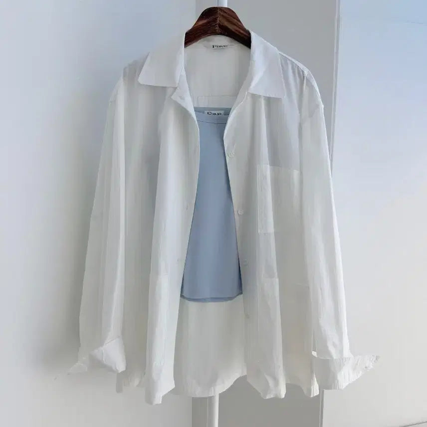 [SOLD OUT] 교신안함)루즈핏 포켓 나일론 셔킷-화이트 b급
