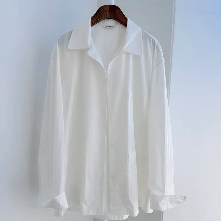 [SOLD OUT] 교신안함)루즈핏 포켓 나일론 셔킷-화이트 b급