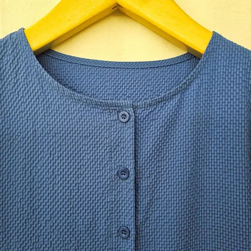 [BUNJANG] Vivid Blue Embossed Puff Sleeve Dress / 비비드 블루 엠보싱 퍼프 원피스 (새옷)