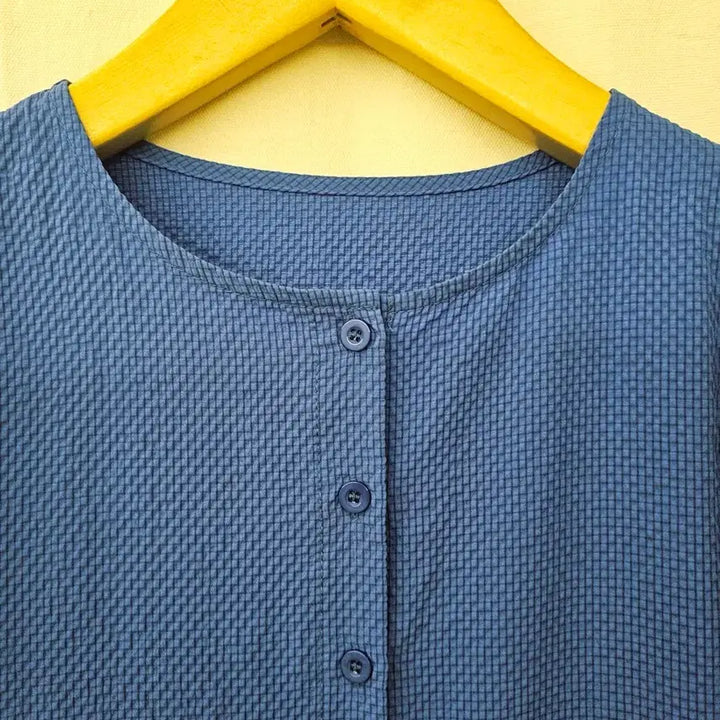 [BUNJANG] Vivid Blue Embossed Puff Sleeve Dress / 비비드 블루 엠보싱 퍼프 원피스 (새옷)