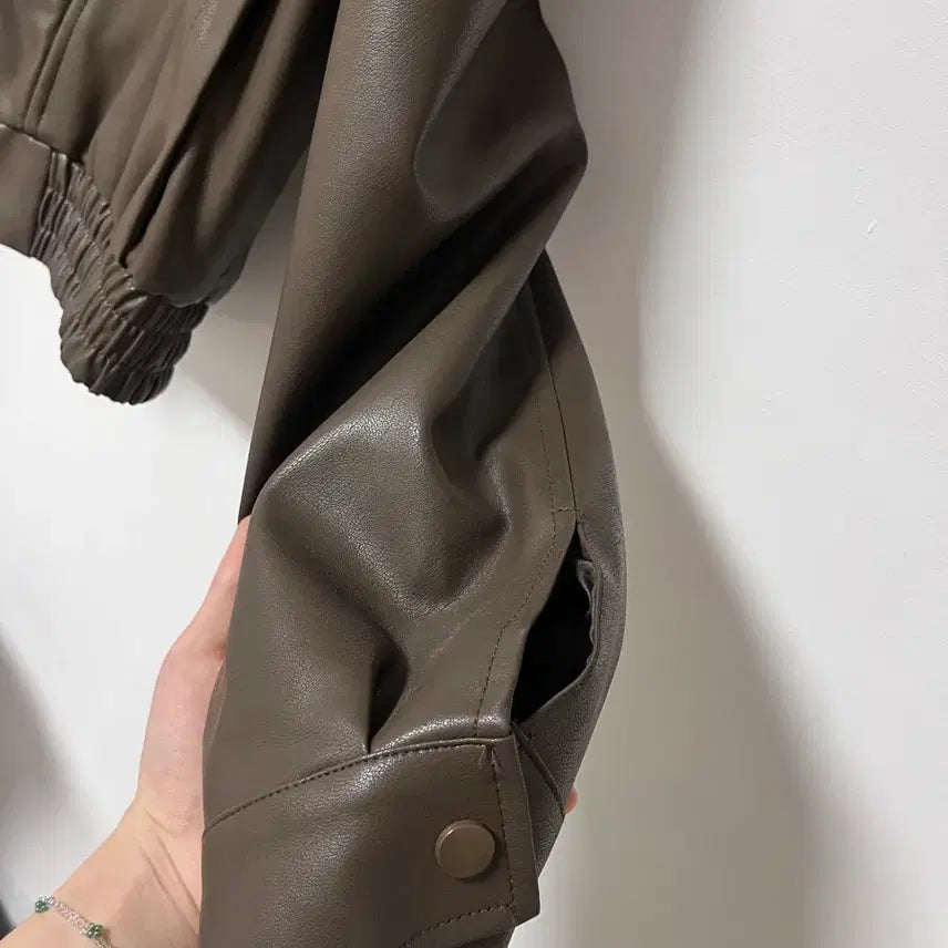 [BUNJANG] Brown Leather Short Jacket / 브라운 레더 숏 가죽자켓