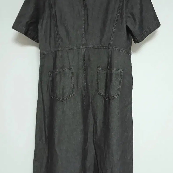 [BUNJANG] Black Denim Sleeveless Long Dress (Size 66) / 블랙 데님 반팔 롱 원피스(66)