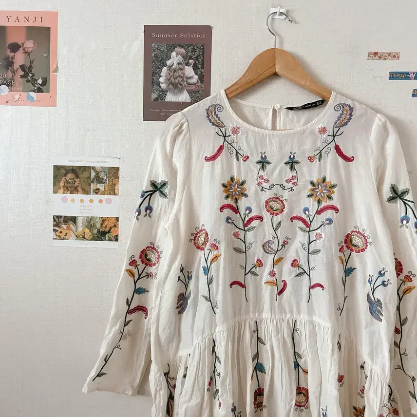 [BUNJANG] ZARA Embroidered Layered Blouse / 자라레이어드 자수블라우스