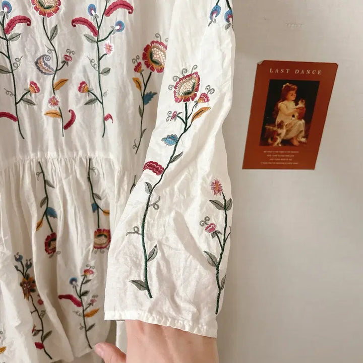 [BUNJANG] ZARA Embroidered Layered Blouse / 자라레이어드 자수블라우스