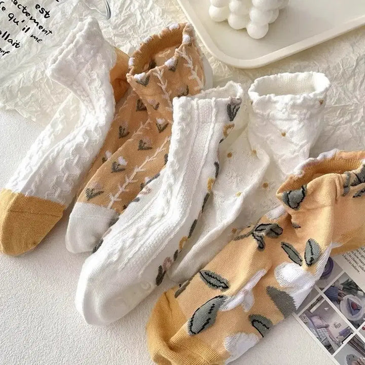 [BUNJANG] Unused Pastel Pattern Ankle Socks (5 Pairs) / 귀여운 패턴 발목 양말 5켤레 미사용