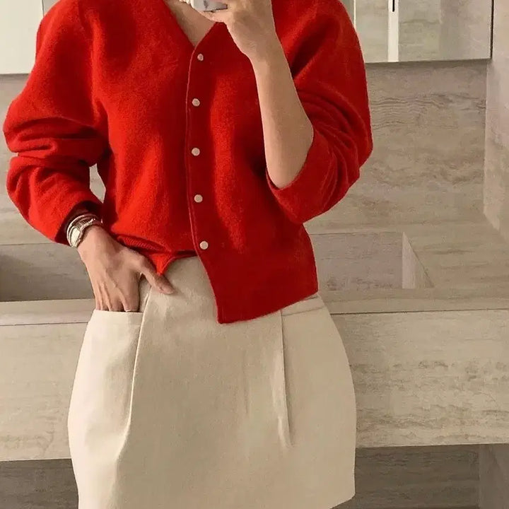 [BUNJANG] Around U:L Ete Cardigan - Red / 어라운드율 에떼 가디건 레드
