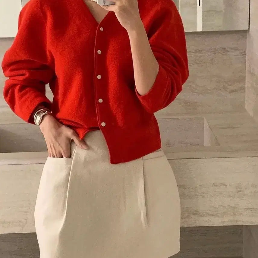 [BUNJANG] Around U:L Ete Cardigan - Red / 어라운드율 에떼 가디건 레드