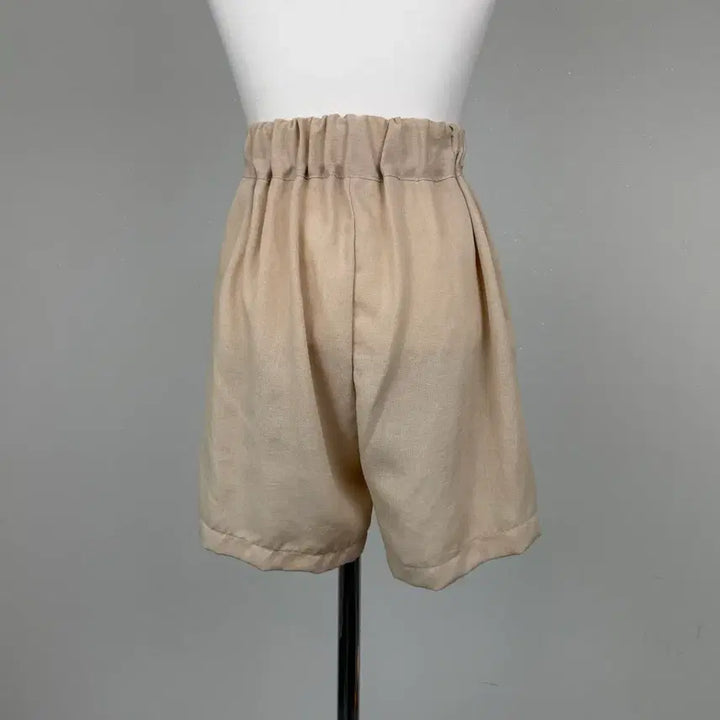 [BUNJANG] A-Line Elastic Waist Shorts Beige / 여름 핀턱 a라인 밴딩 반바지 숏팬츠 3부팬츠 베이지 에이블리 지그재그