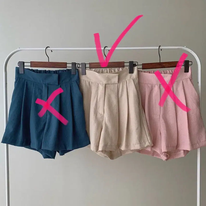 [BUNJANG] A-Line Elastic Waist Shorts Beige / 여름 핀턱 a라인 밴딩 반바지 숏팬츠 3부팬츠 베이지 에이블리 지그재그