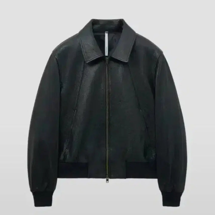 [BUNJANG] Noir Gaut Schrunk Leather Blouson Jacket / 노이어 고트 슈렁큰 레더 블루종 자켓