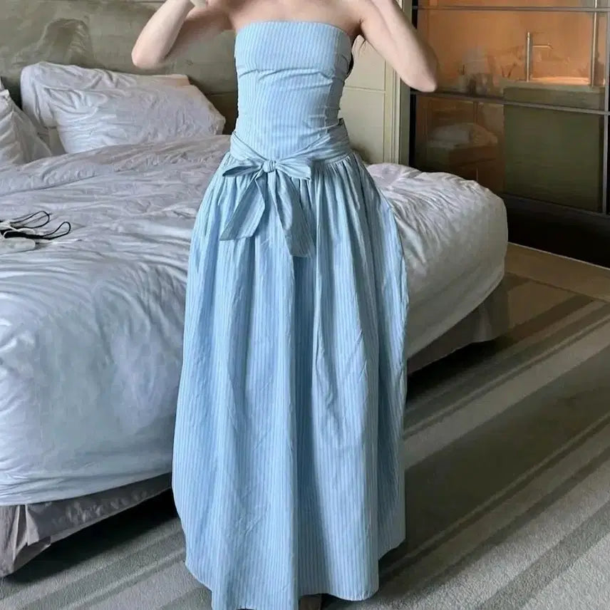 [BUNJANG] Blue Maxi Balloon Dress / 휴양지 인생샷 컬러감 블루 맥시 원피스 (여리핏)