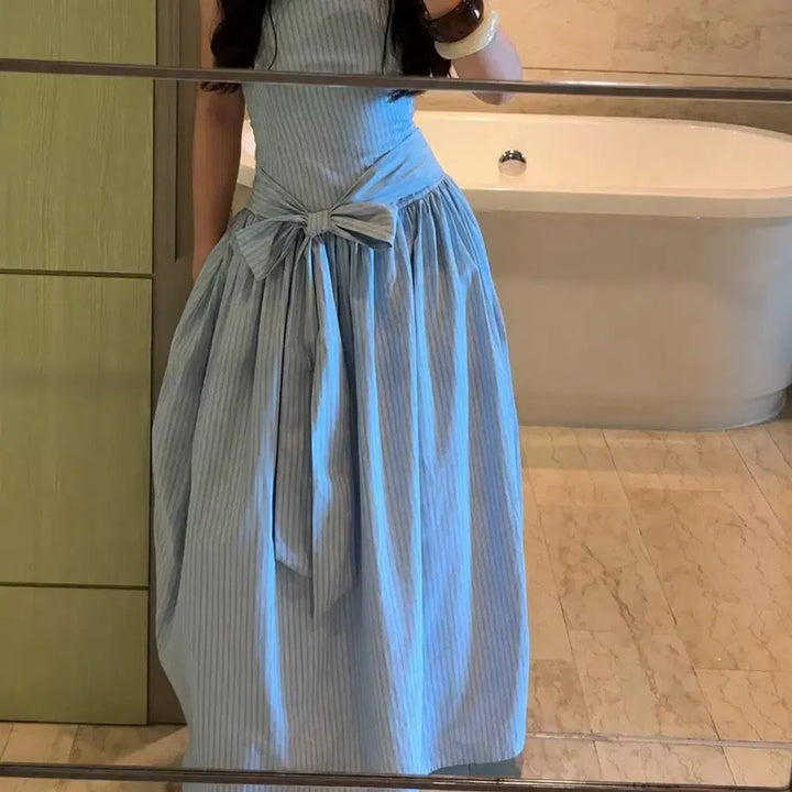 [BUNJANG] Blue Maxi Balloon Dress / 휴양지 인생샷 컬러감 블루 맥시 원피스 (여리핏)