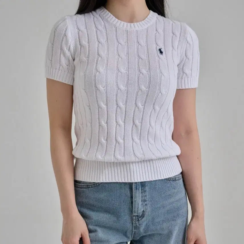 [BUNJANG] Polo Cable Knit Short Sleeve Sweater M / 폴로 반팔 꽈배기 니트 M