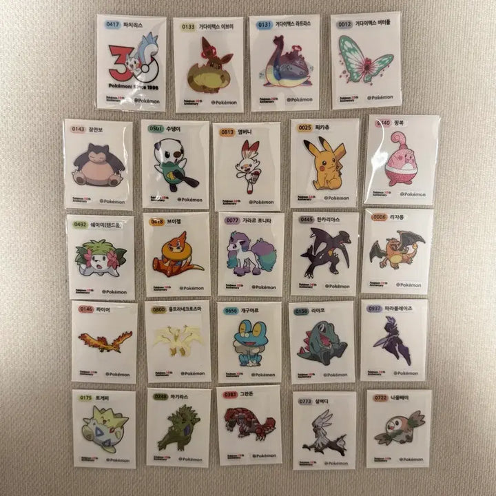 [BUNJANG] Pokemon 30th Anniversary Tteokbokki Stickers / 포켓몬 30주년(시즌5) 띠부씰 판매 (상태 최고)