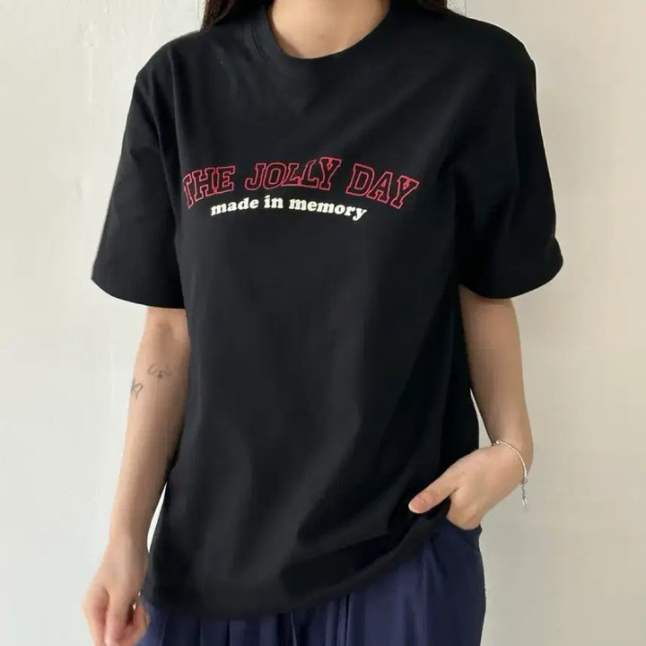 [BUNJANG] Summer Cotton Lettering Short Sleeve T-shirt / 여름 면 데이 레터링 반팔티 반팔티셔츠 기본티 에이블리 지그재그
