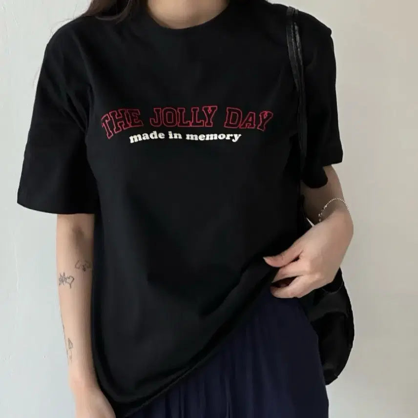 [BUNJANG] Summer Cotton Lettering Short Sleeve T-shirt / 여름 면 데이 레터링 반팔티 반팔티셔츠 기본티 에이블리 지그재그