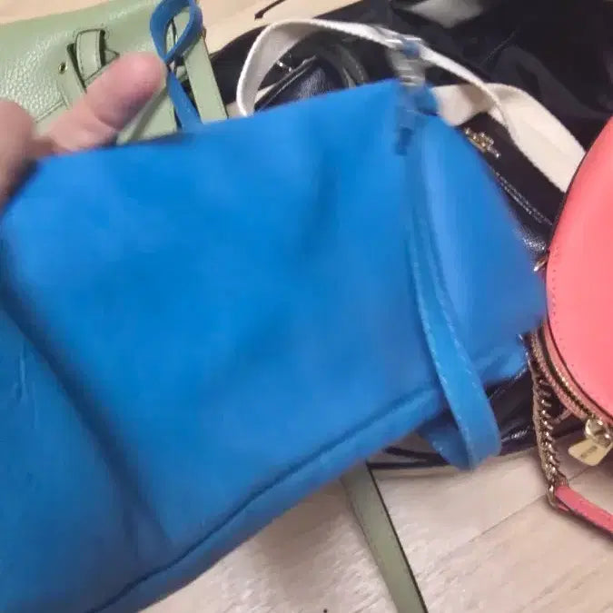 [BUNJANG] Florence Handmade Leather Clutch/Shoulder Bag - Blue / 피렌체 수제 가죽 클러치 겸 숄더백 블루