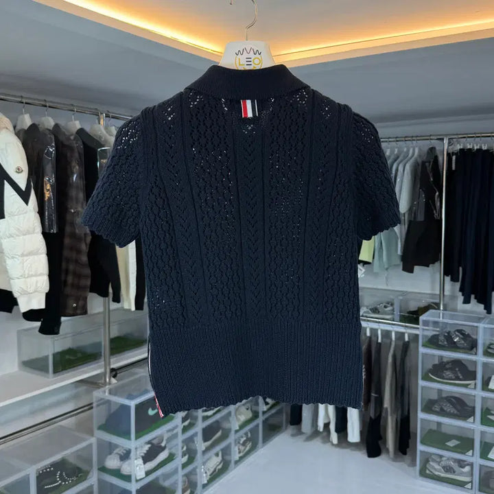 [BUNJANG] Thom Browne Cable Knit Polo Cardigan / [리오브] 톰브라운 포인텔 케이블 코튼 믹스 숏슬리브 폴로 가디건