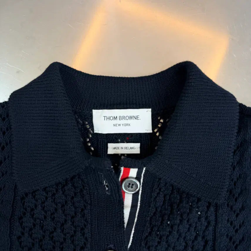 [BUNJANG] Thom Browne Cable Knit Polo Cardigan / [리오브] 톰브라운 포인텔 케이블 코튼 믹스 숏슬리브 폴로 가디건