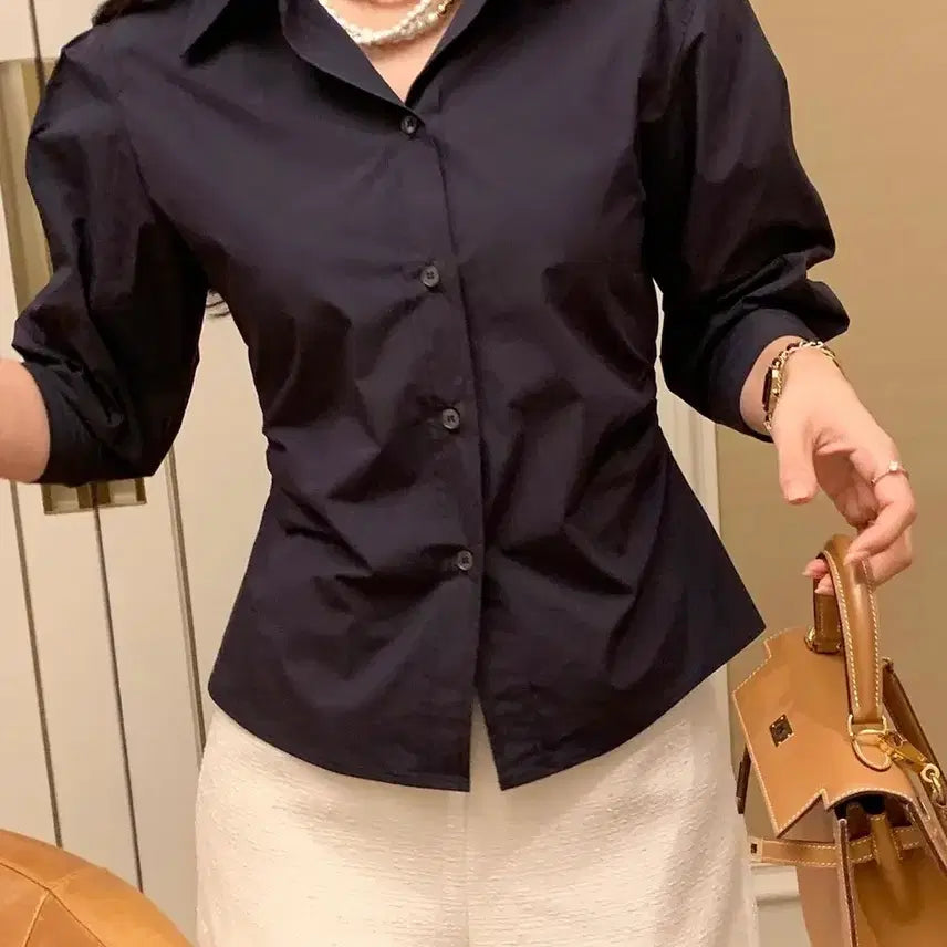 [BUNJANG] Around U Dart Shirt Deep Navy M / 어라운드율 다트 셔츠 딥네이비 m